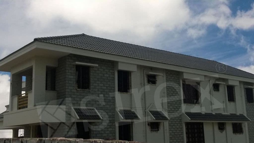 Charcoal roof tile, laid
