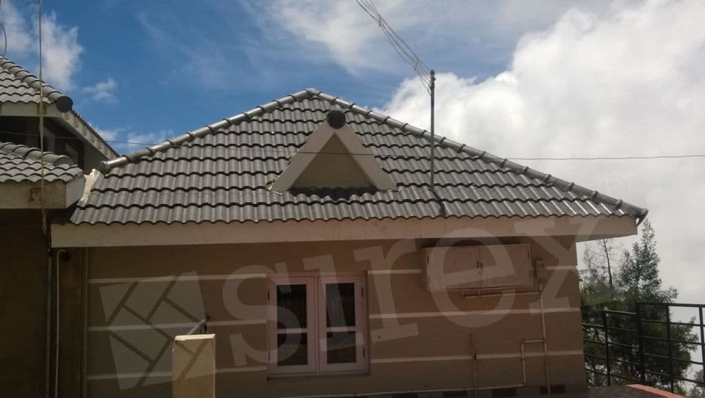 Granite roof tile, laid