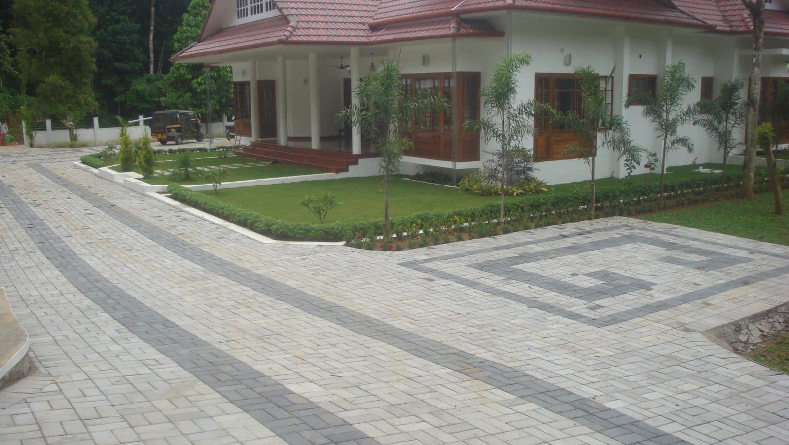 Sandstone paver, laid