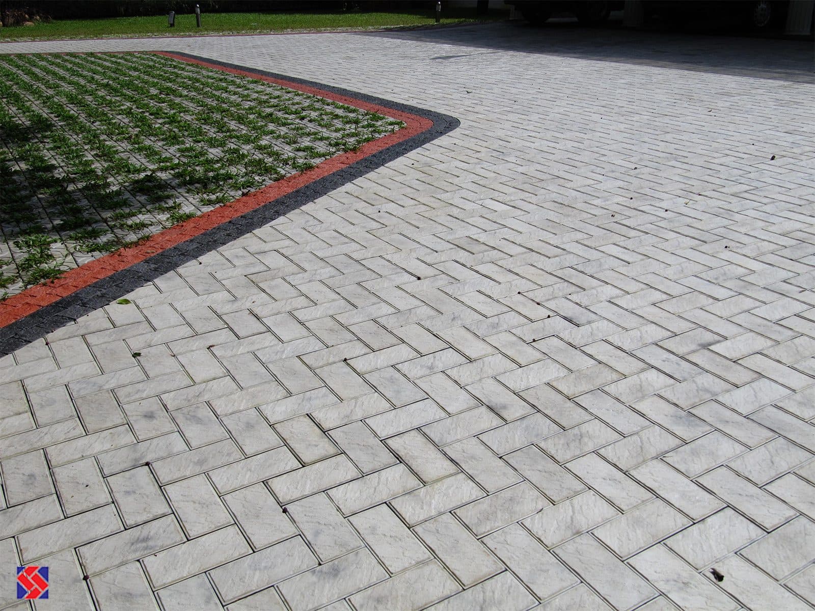 Sandstone paver, laid