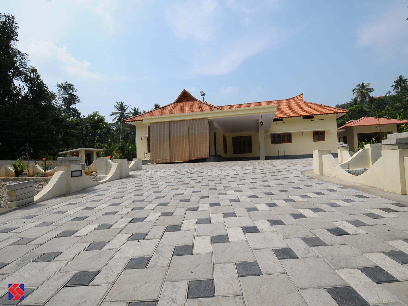 Sandstone paver, laid