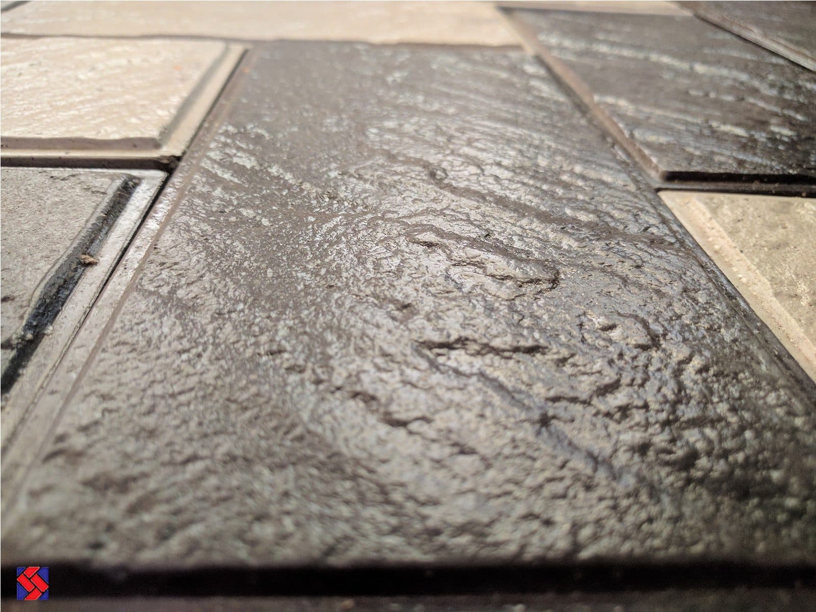 Sandstone paver, laid