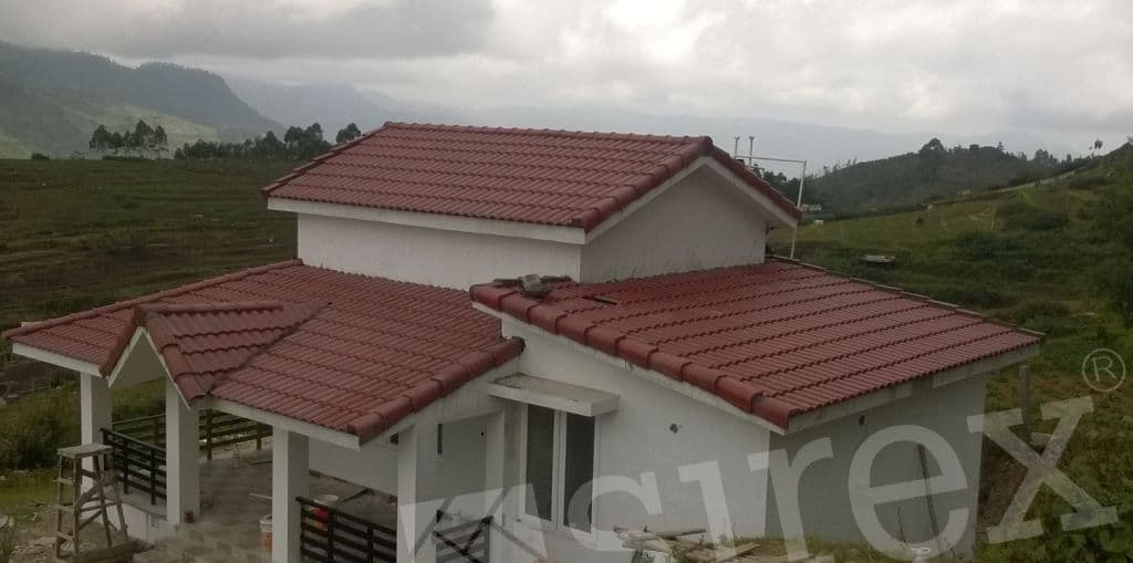 Red roof tile, laid