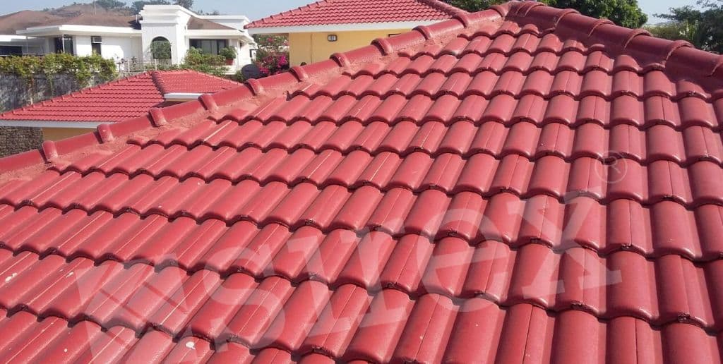 Red roof tile, laid