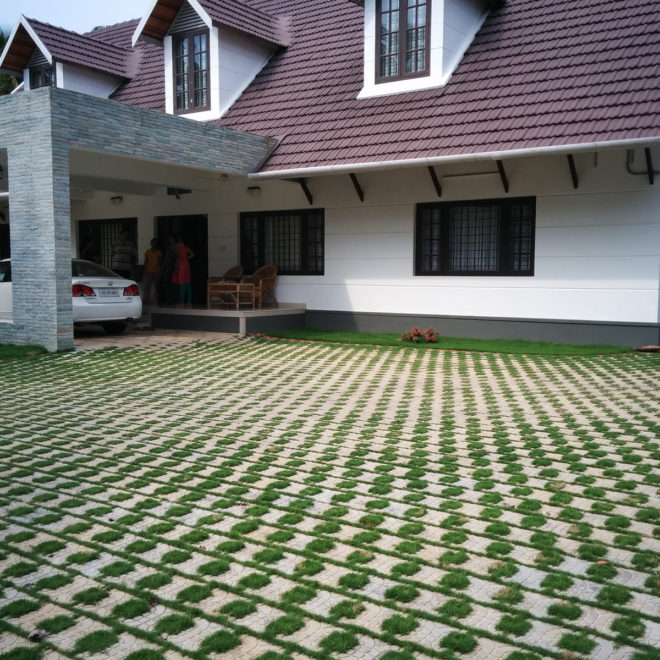 Garden paver laid on a kerala house